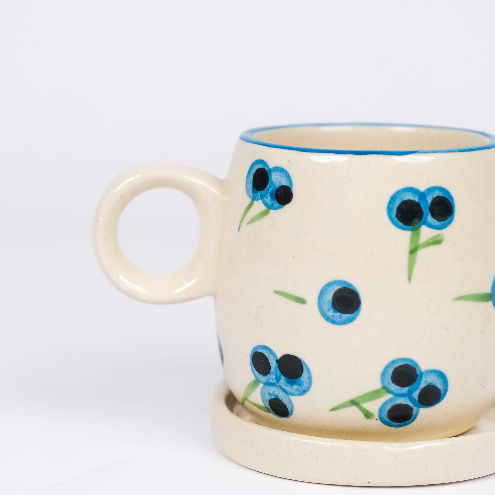 Berry Print Mug & Saucer Set – Blueberry & Yellowberry