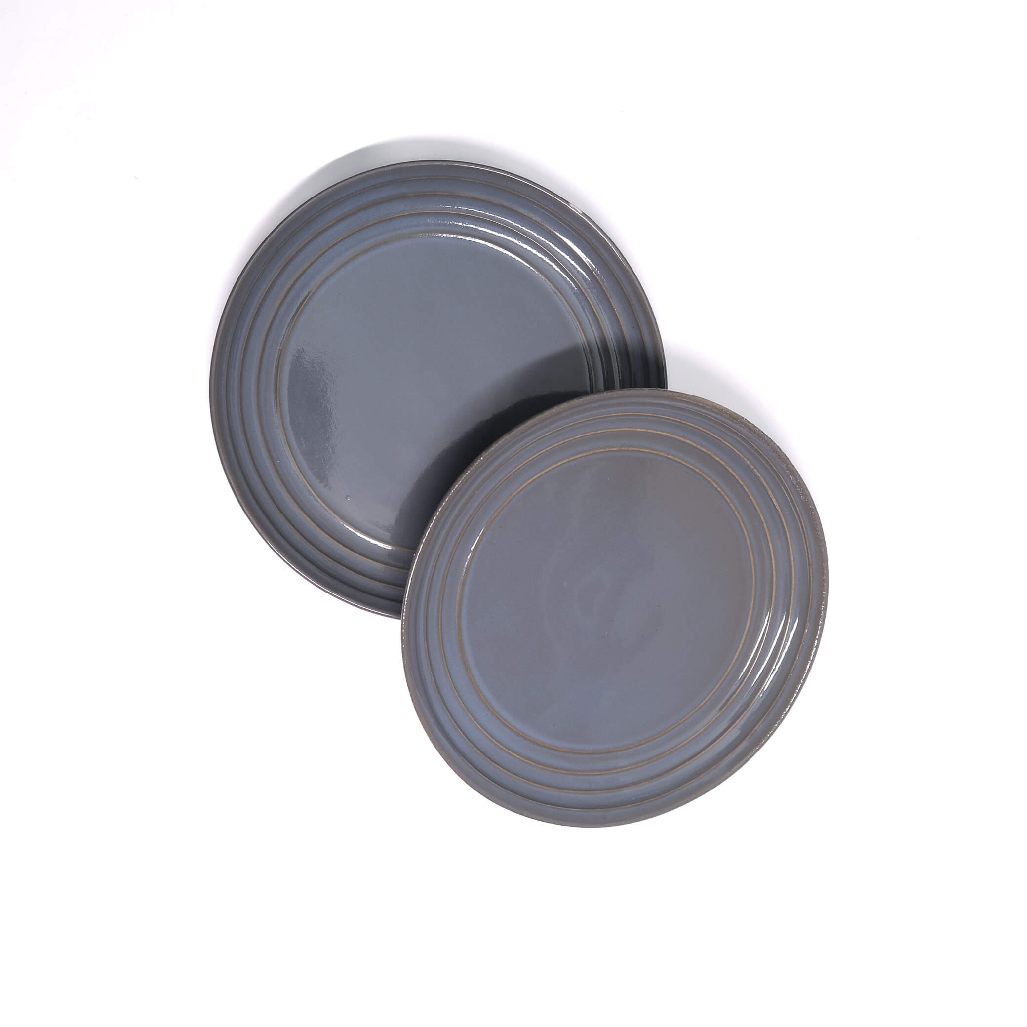 Blue Ribbed Quarter Plate (Set of 2)