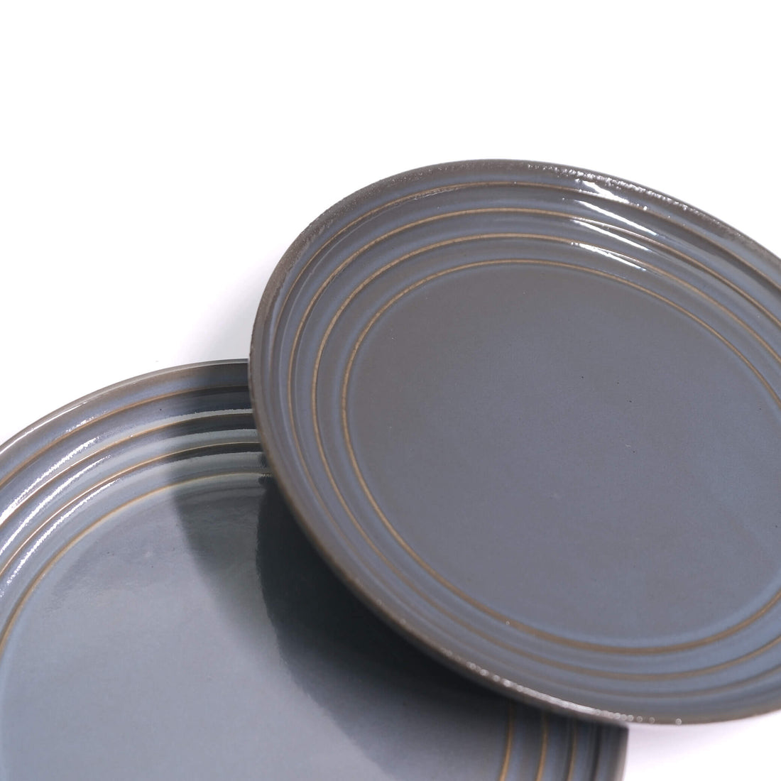 Blue Ribbed Quarter Plate (Set of 2)