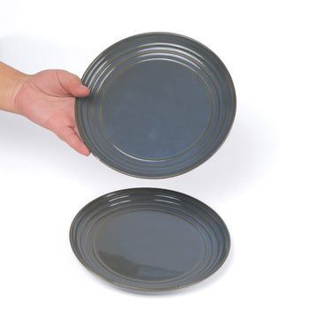 Blue Ribbed Quarter Plate (Set of 2)