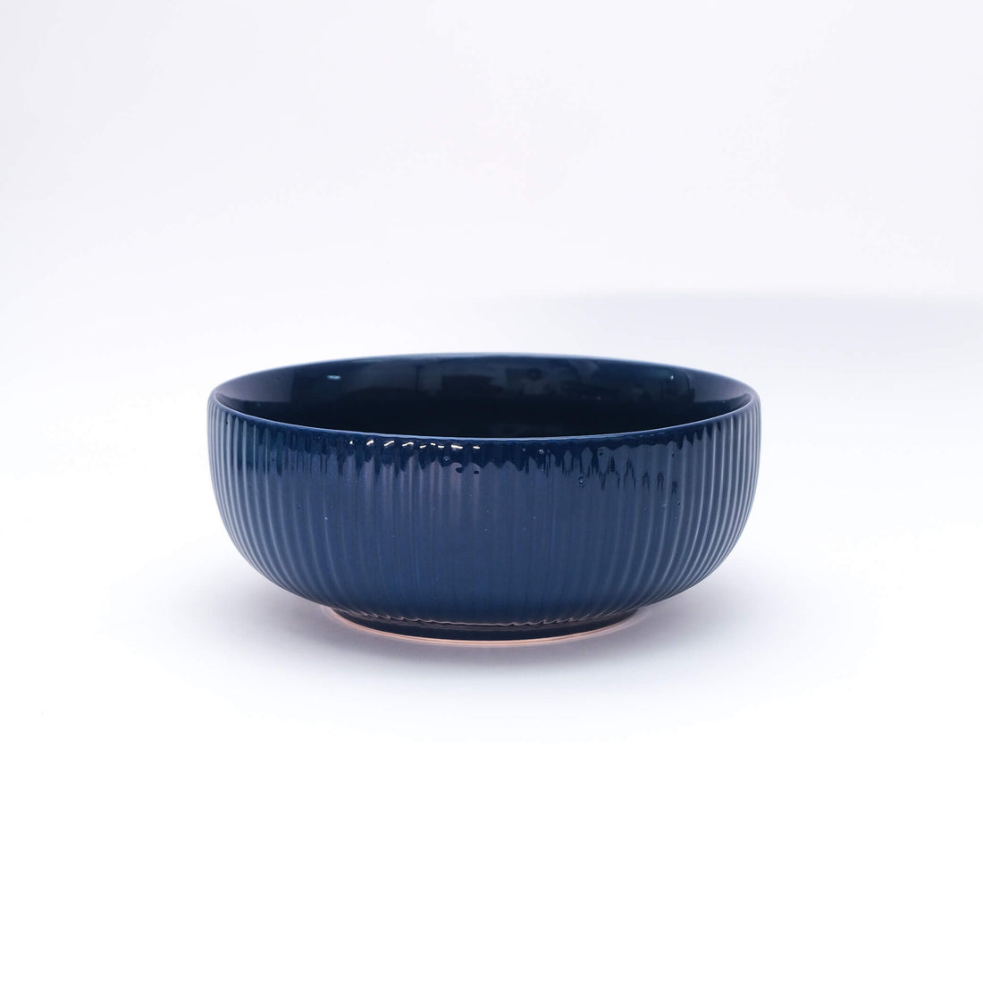 Blue Ribbed 10.5" Serving Bowl