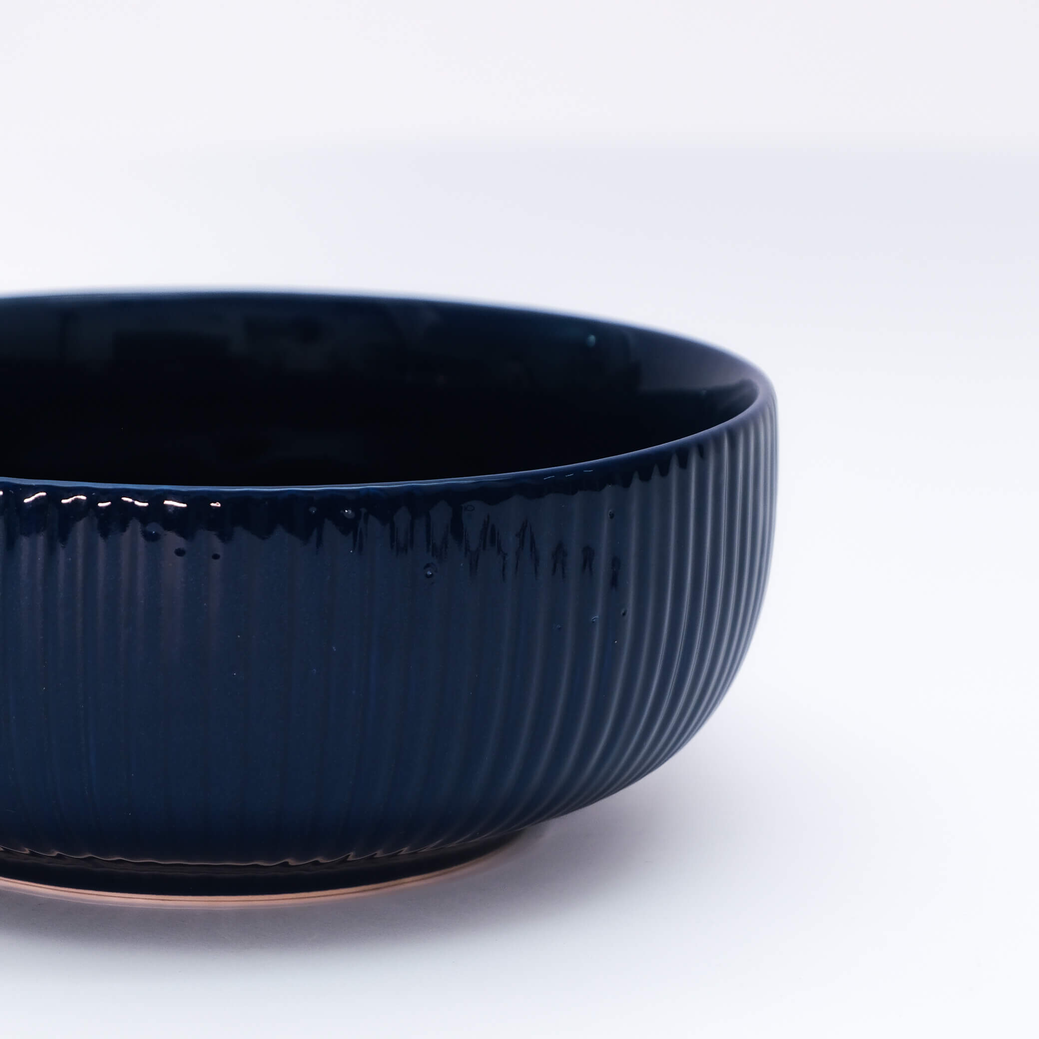 Blue Ribbed 10.5" Serving Bowl