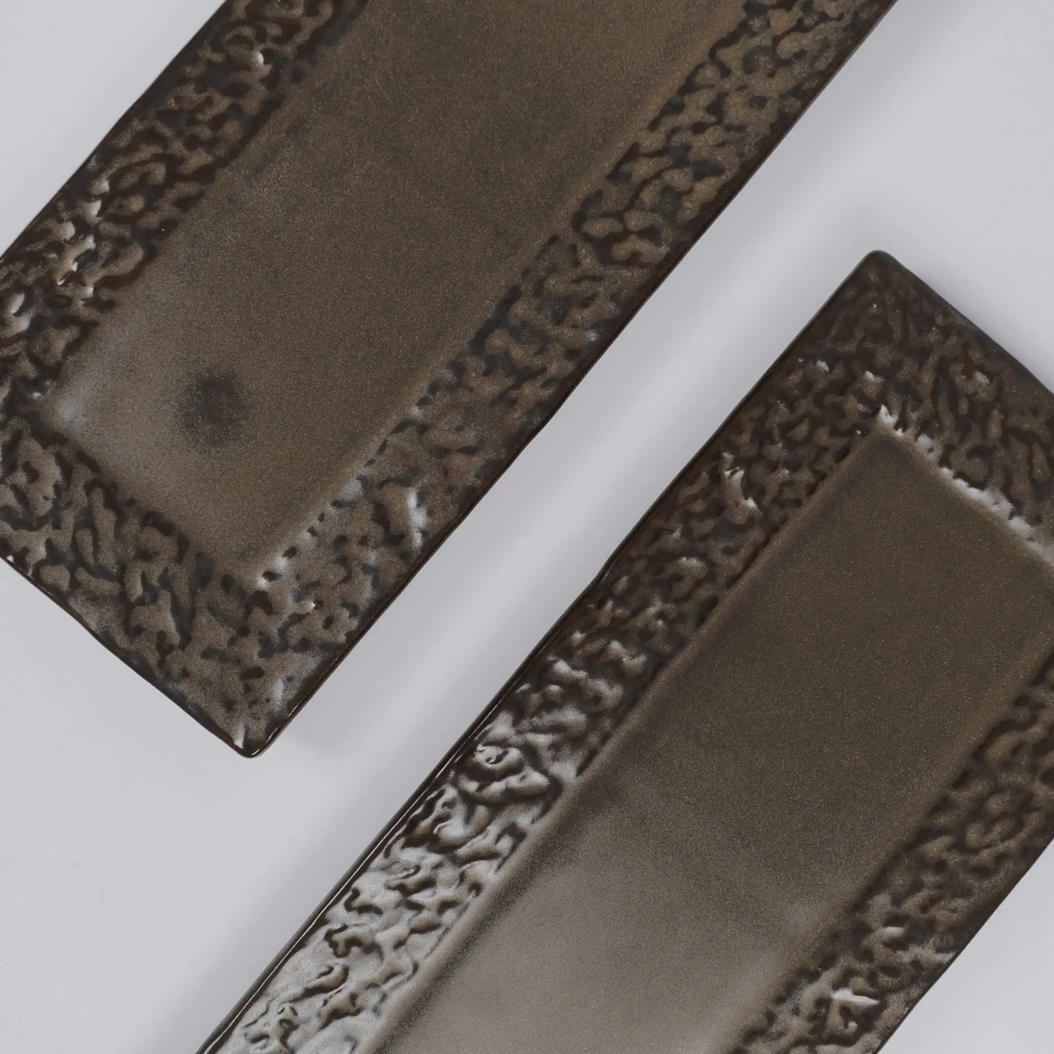 Brown Rectangular Embossed Platter