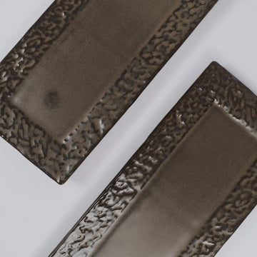 Brown Rectangular Embossed Platter
