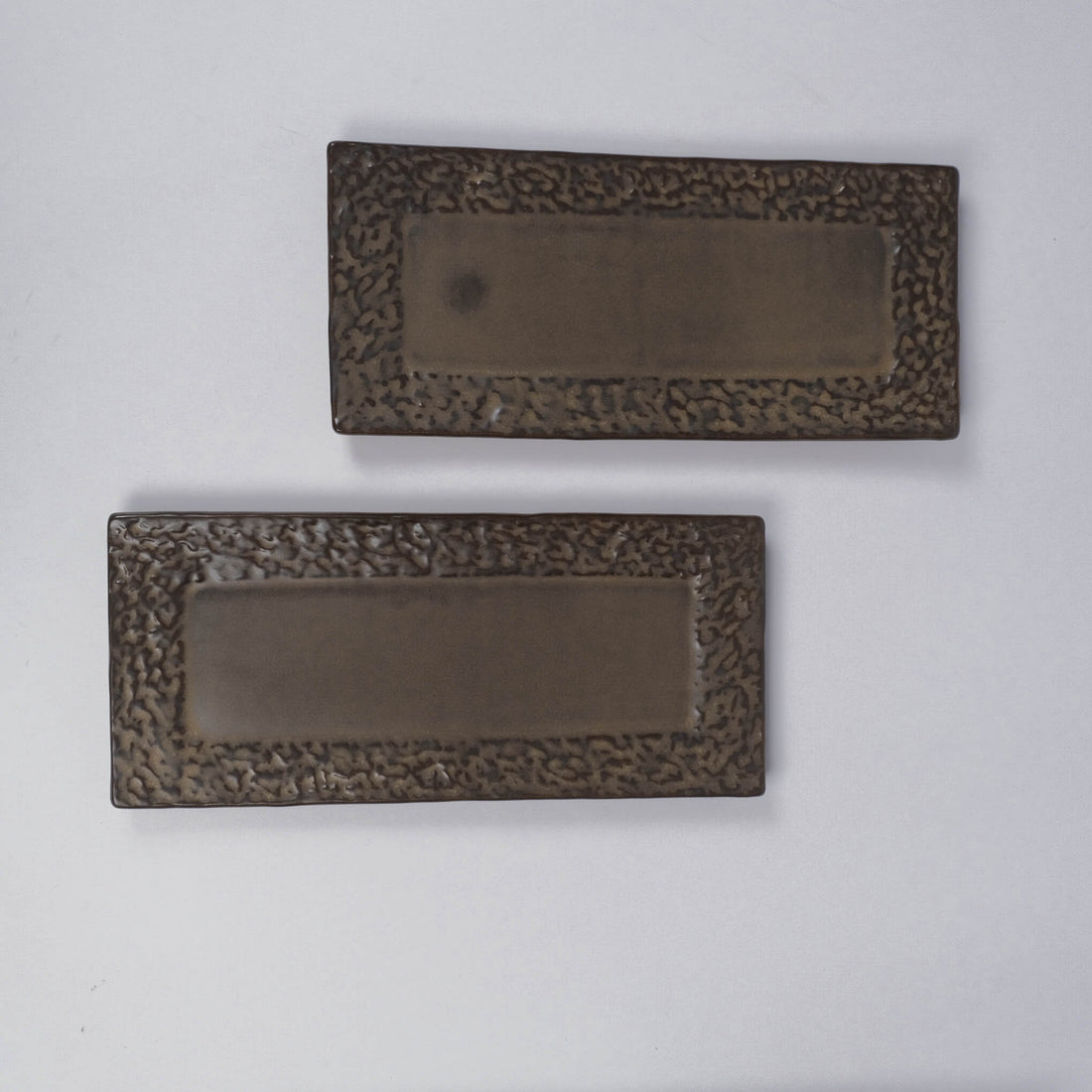 Brown Rectangular Embossed Platter