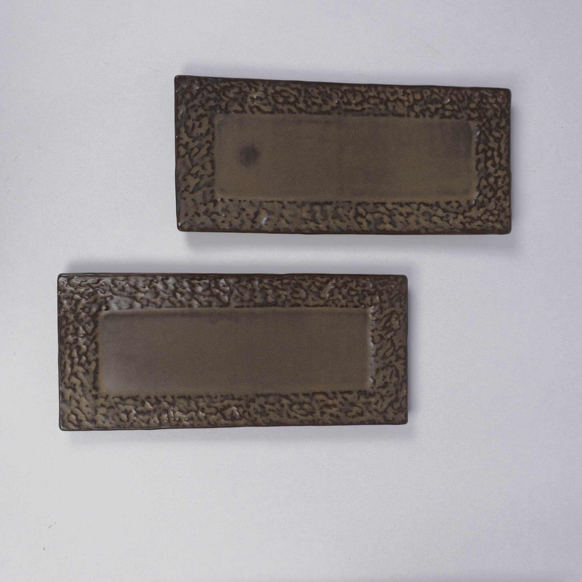 Brown Rectangular Embossed Platter