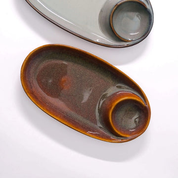 Chip & Dip Platter Set – Deep Blue, Grey, & Brown