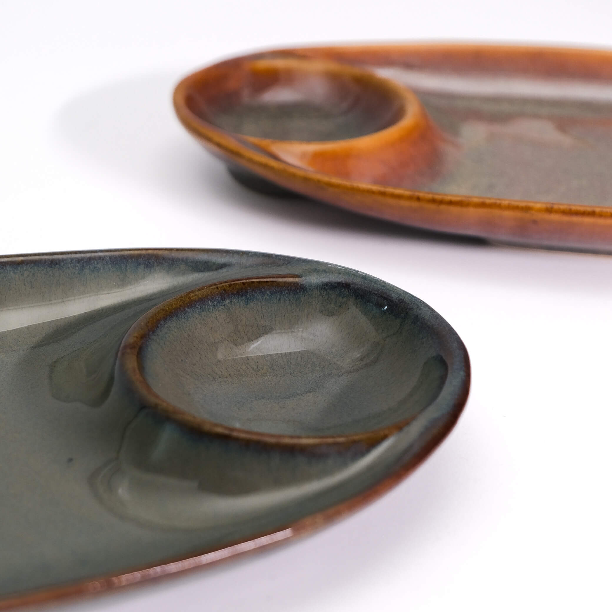 Chip & Dip Platter Set – Deep Blue, Grey, & Brown