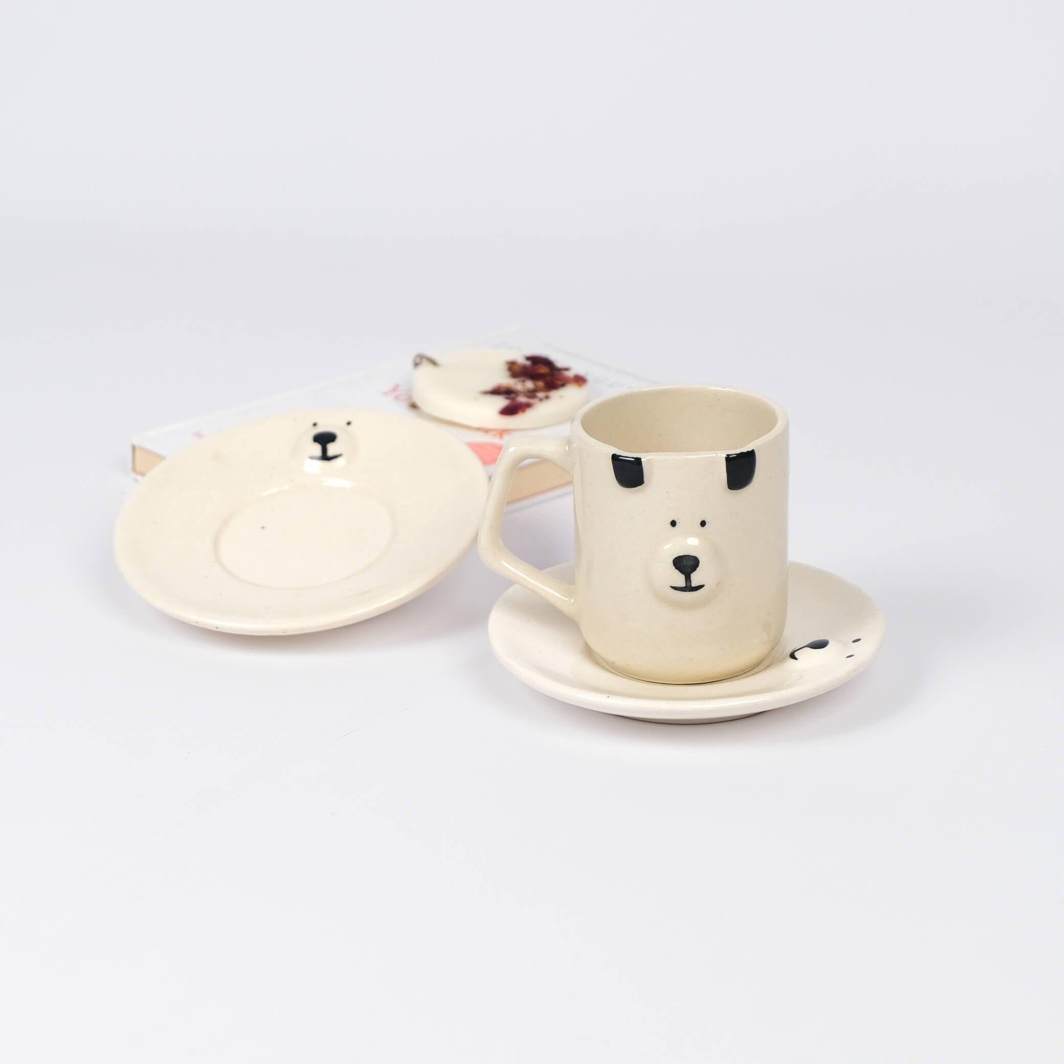 Dog Face Milk Mug with Matching Saucer Set