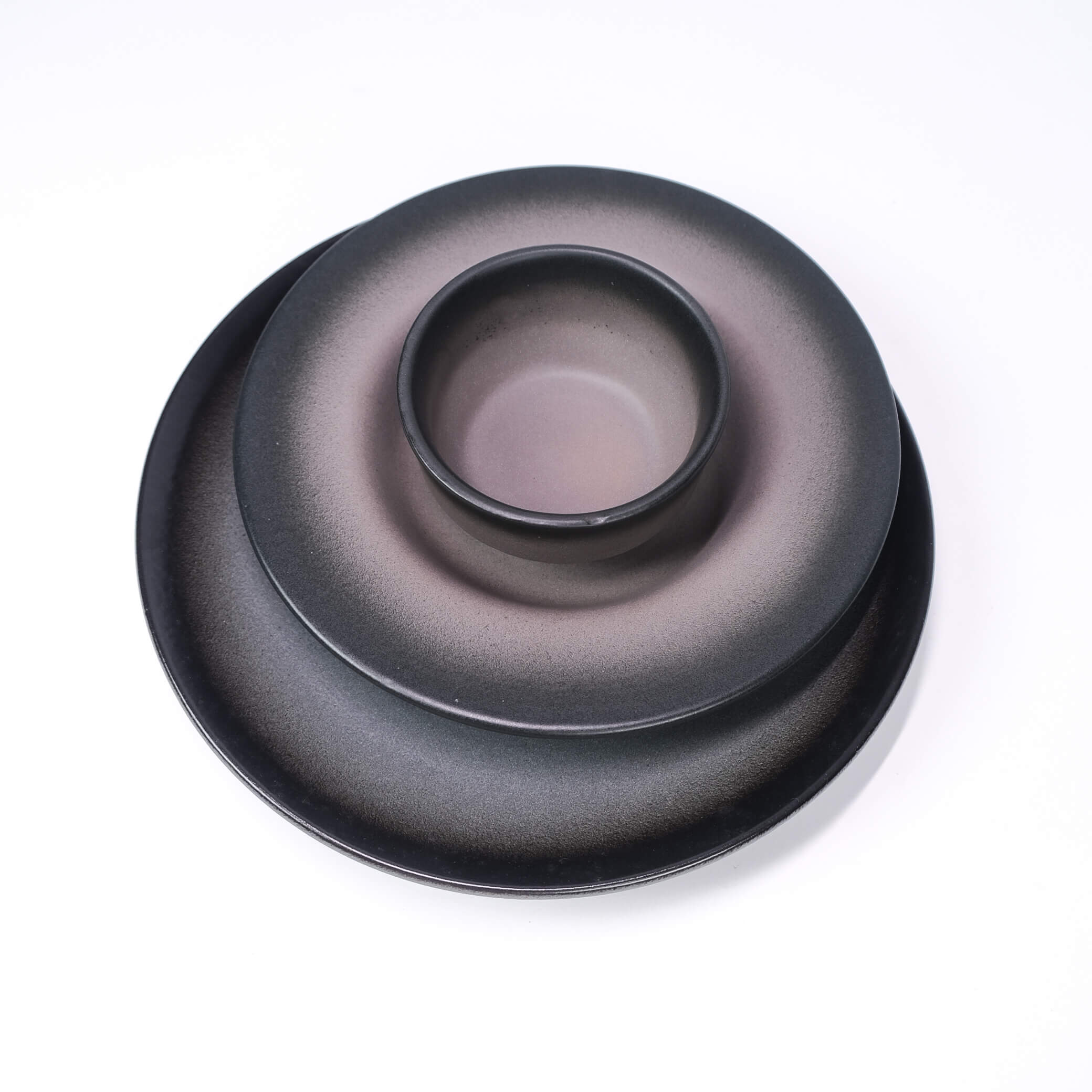 Dual Black Toned Dinner Set (4 piece) | 2 Plates & 2 Dal bowls