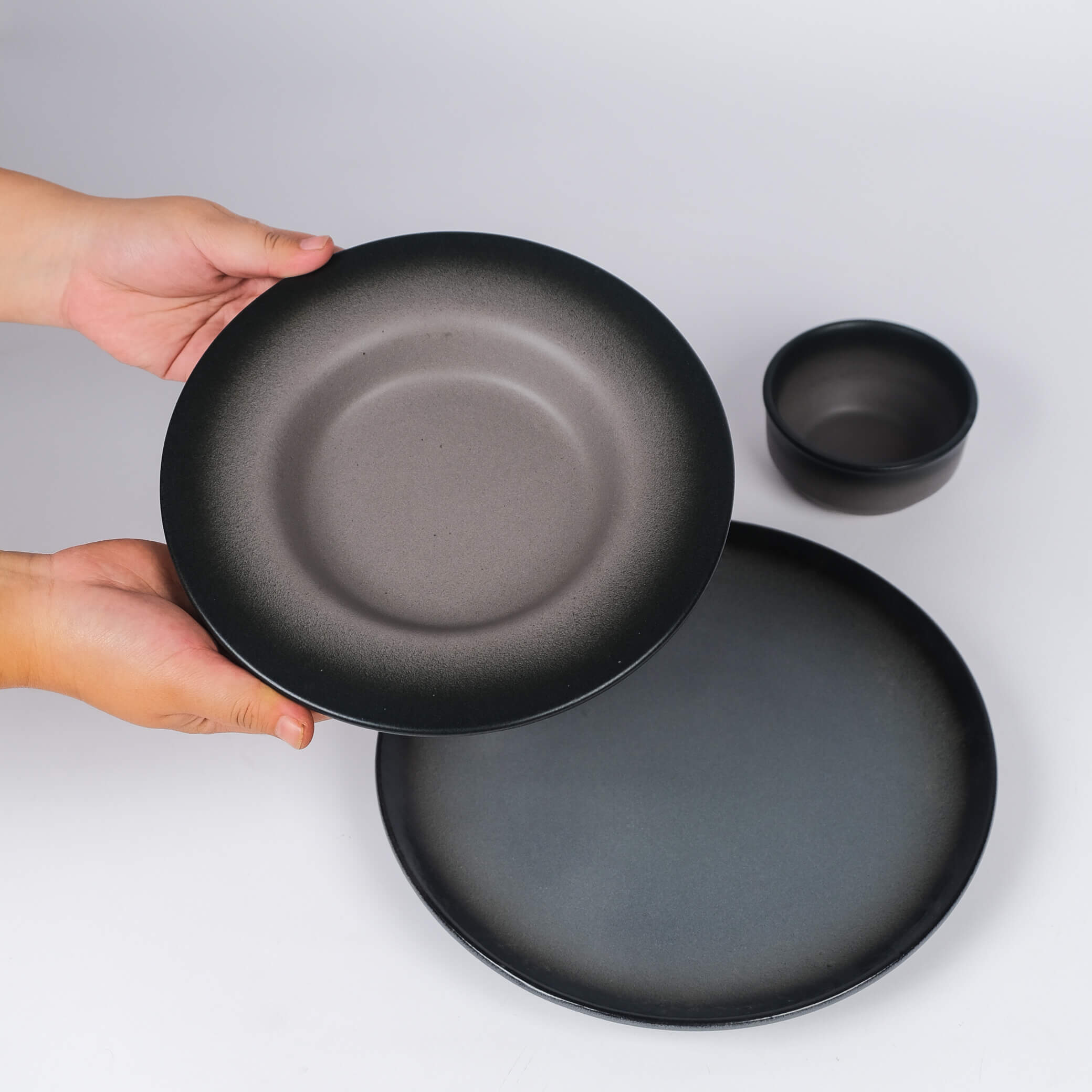 Dual Black Toned Appetiser Plates