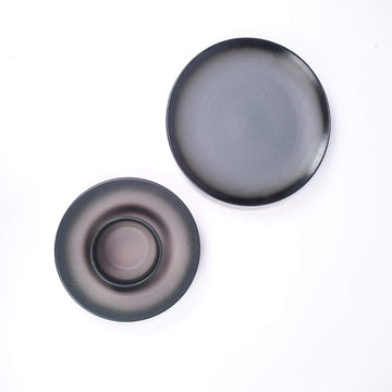 Dual Black Toned Dinner Set (4 piece) | 2 Plates & 2 Dal bowls
