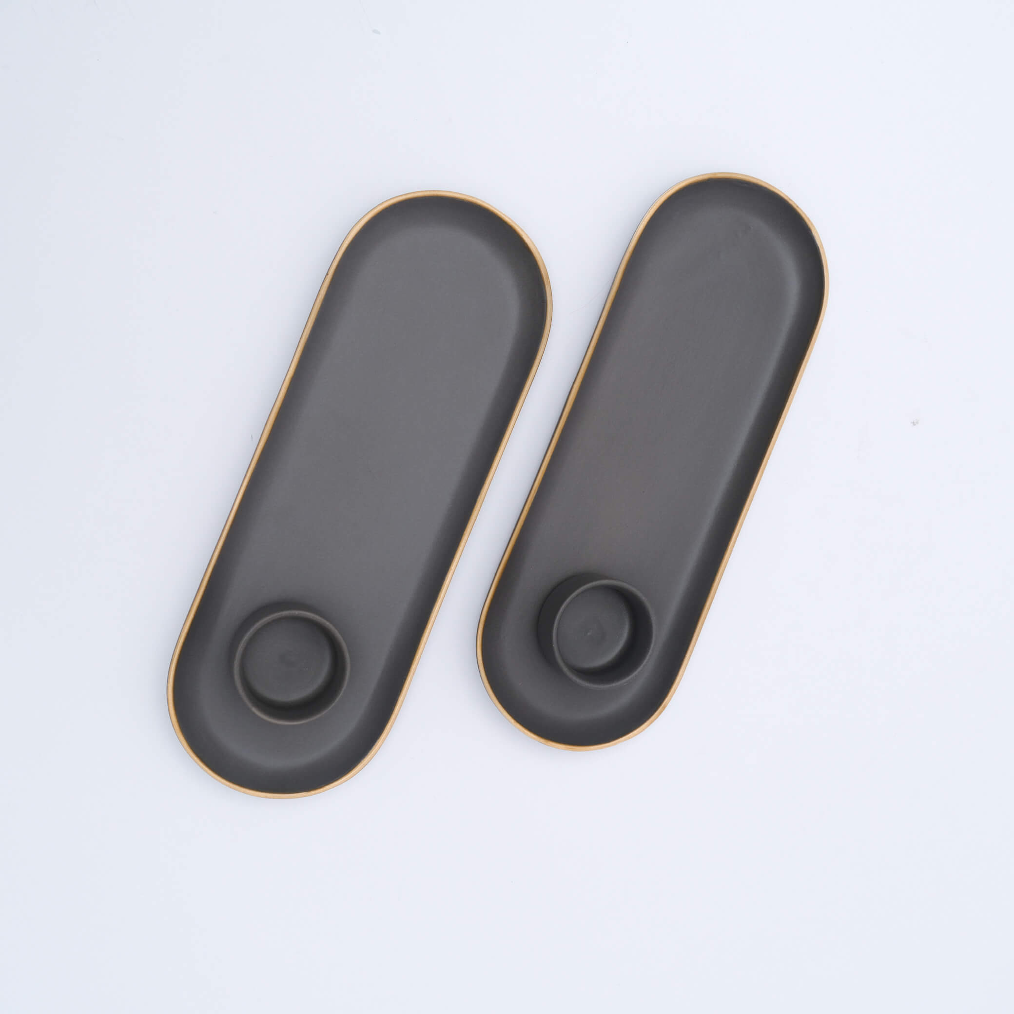 Grey with Gold Rim Platter & Dip