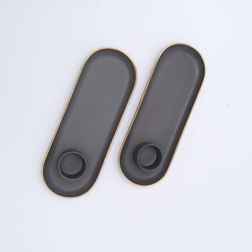 Grey with Gold Rim Platter & Dip