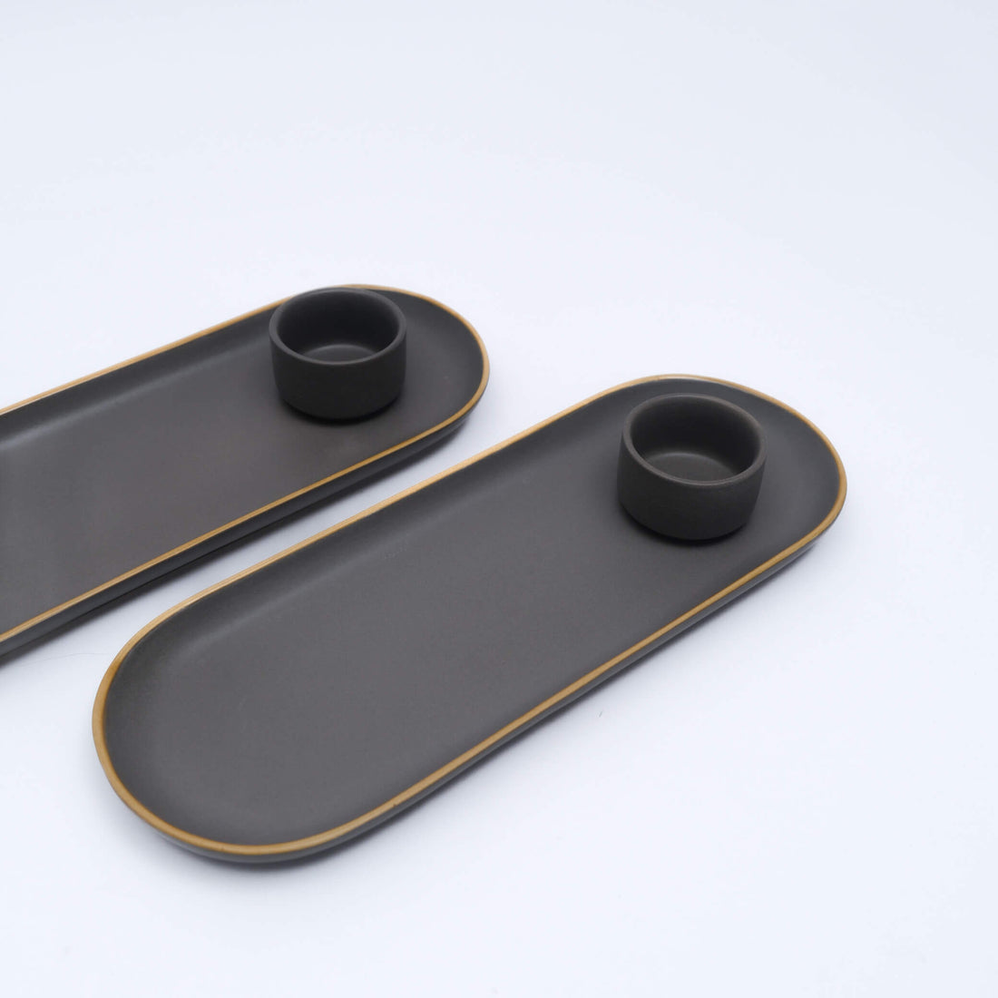 Grey with Gold Rim Platter & Dip