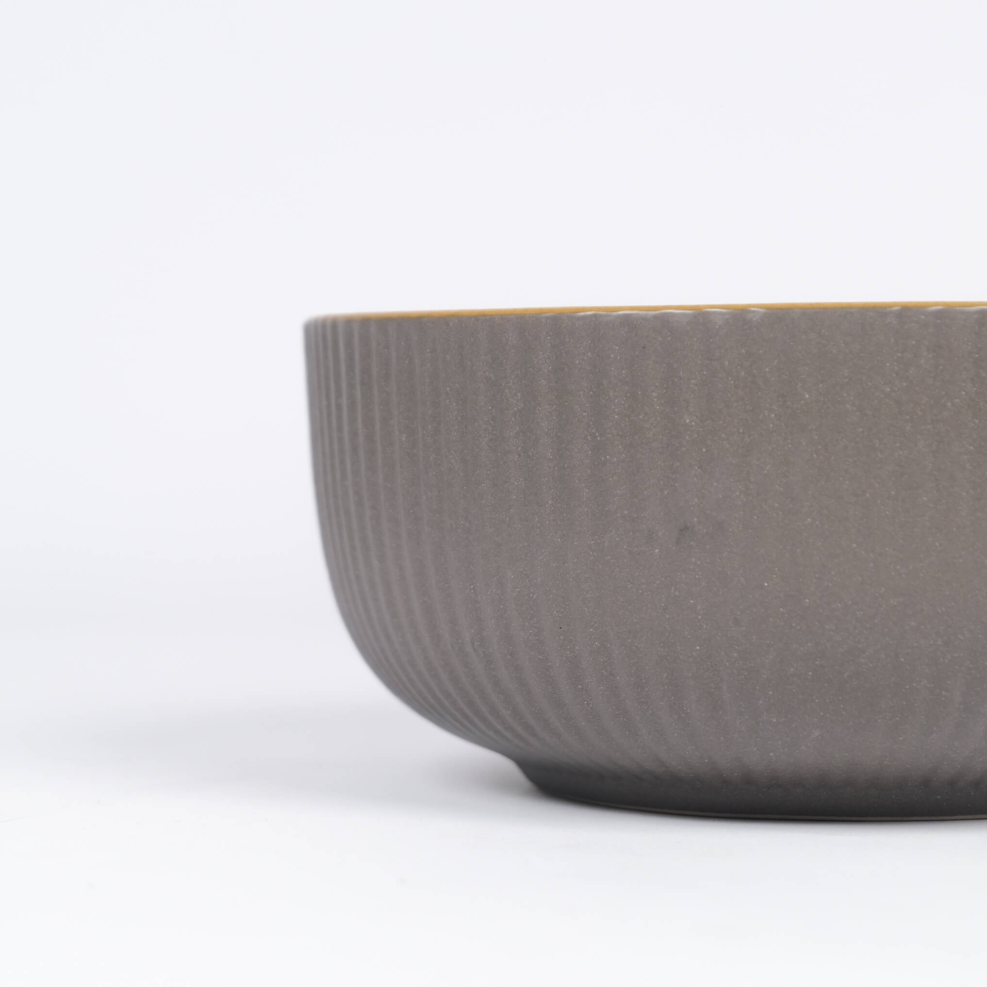 Grey with Gold Rim Serving Bowl