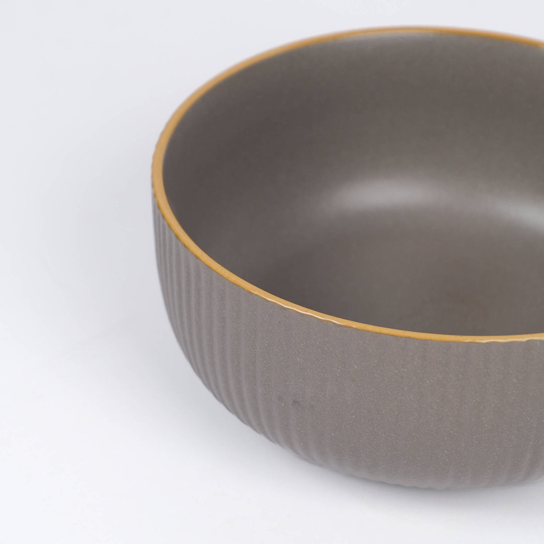 Grey with Gold Rim Serving Bowl