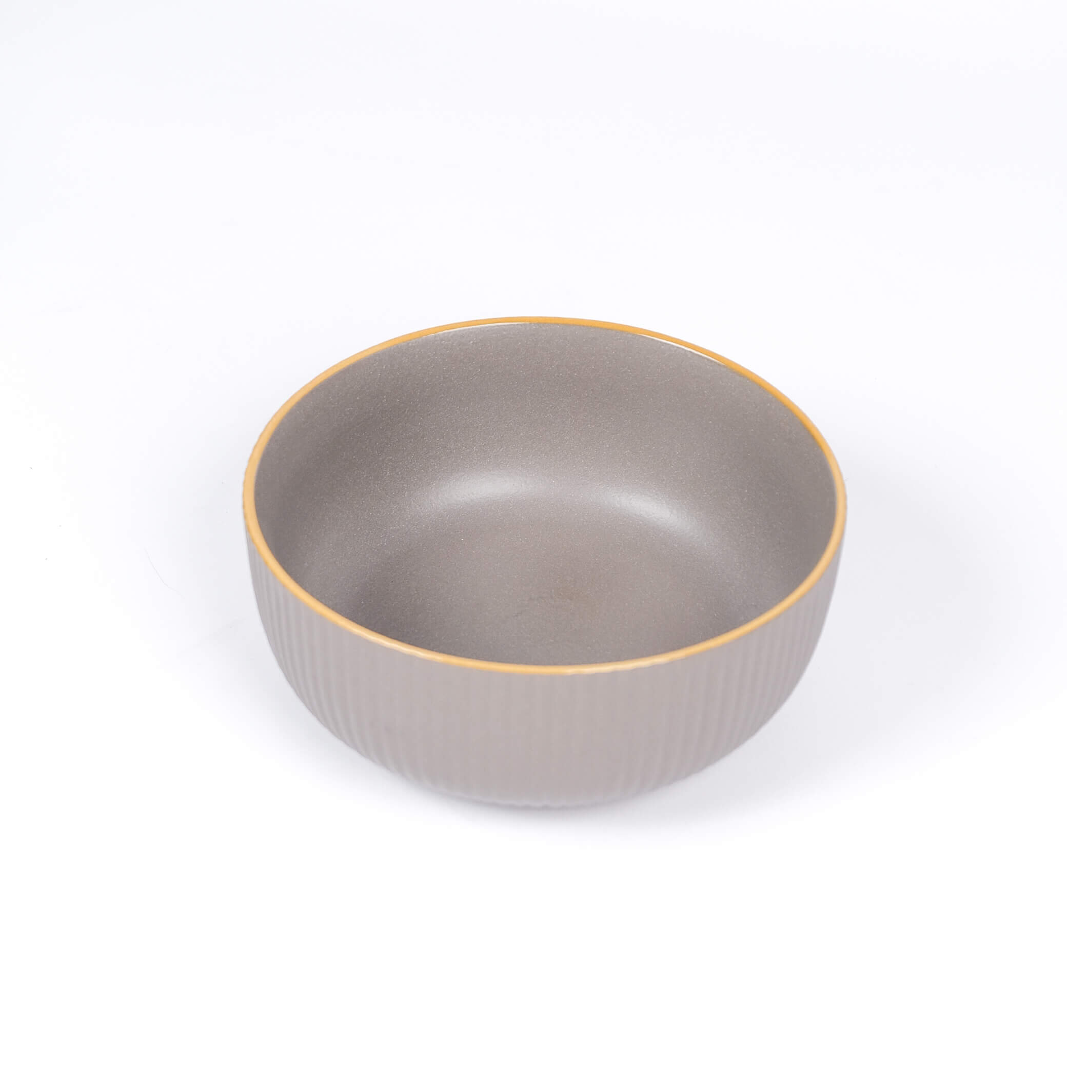 Grey with Gold Rim Serving Bowl