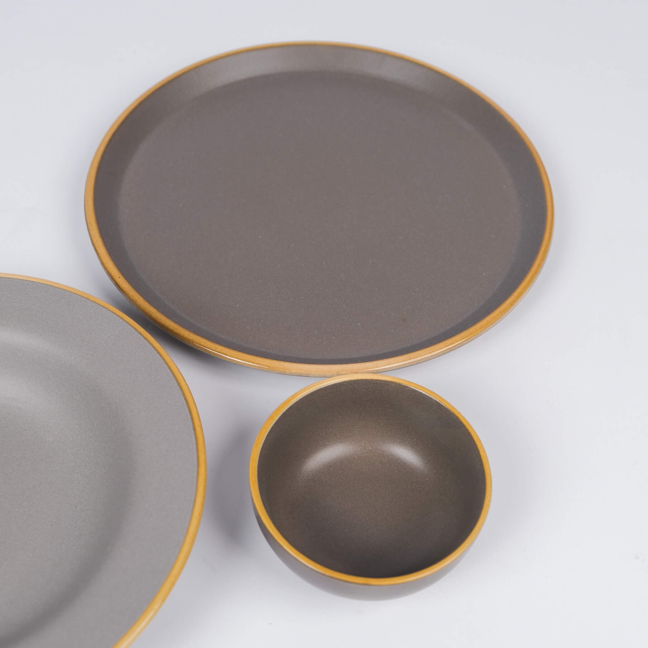 Grey with Gold Dinner Set | Plates & Katoris