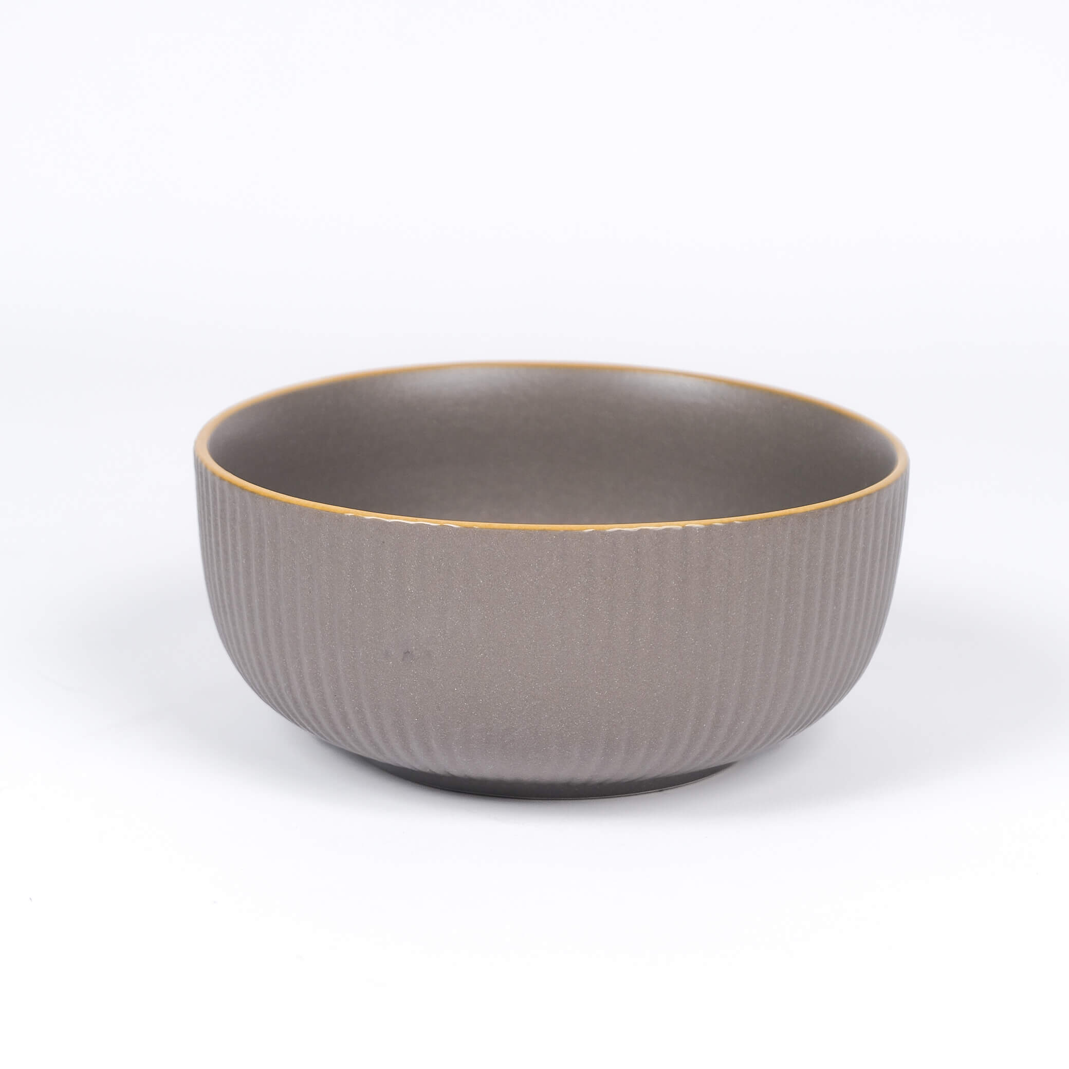 Grey with Gold Rim Serving Bowl