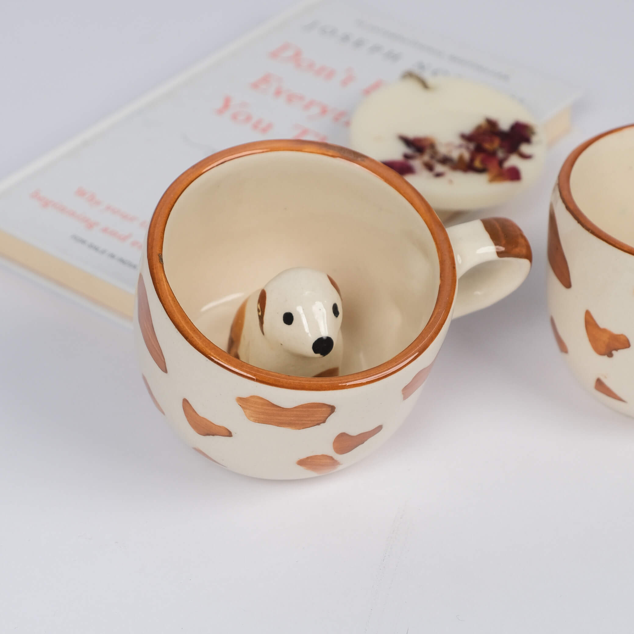 Paw Print Mug with Hidden Dog Figurine
