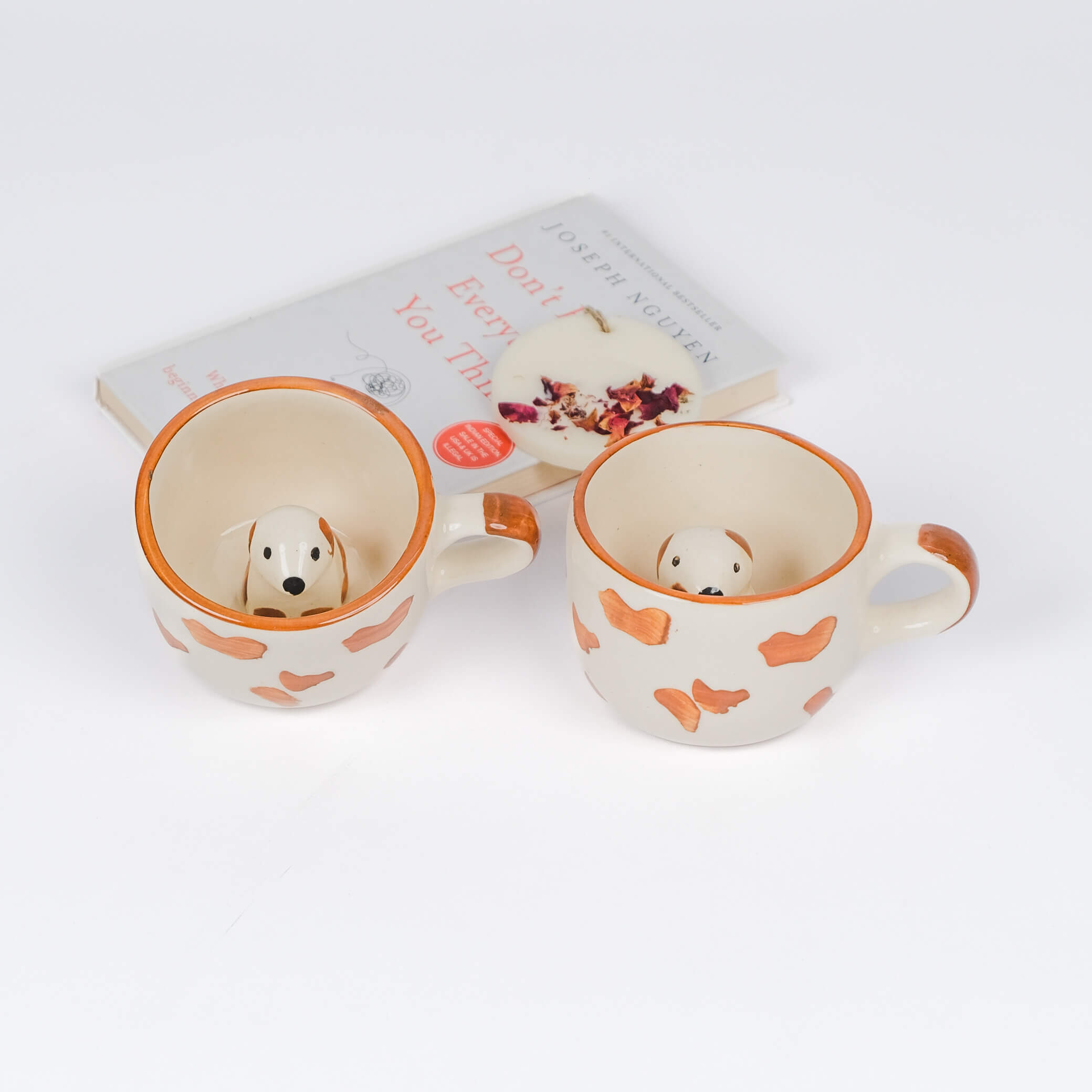 Paw Print Mug with Hidden Dog Figurine