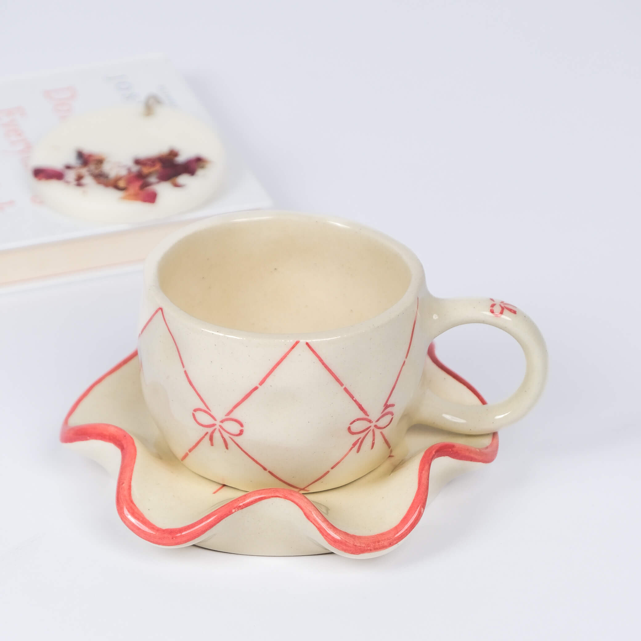 Pinterest-y Bow Coffee Mugs & Saucer set