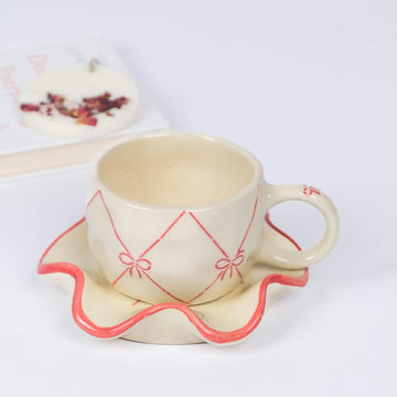Pinterest-y Bow Coffee Mugs & Saucer set