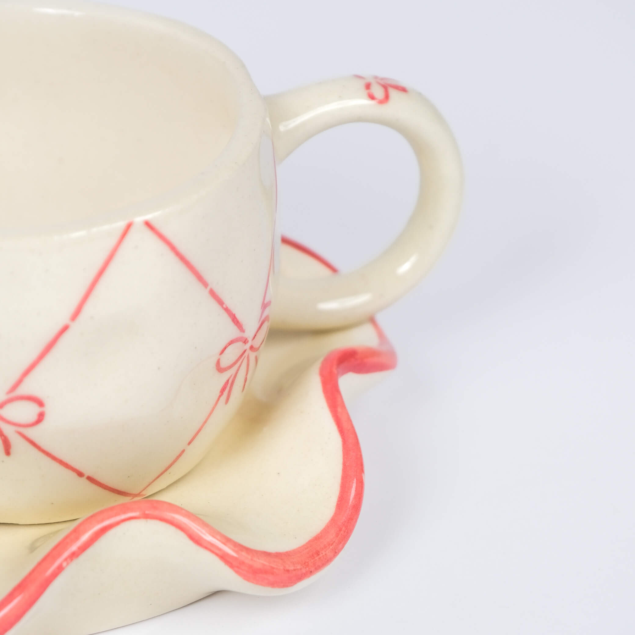 Pinterest-y Bow Coffee Mugs & Saucer set