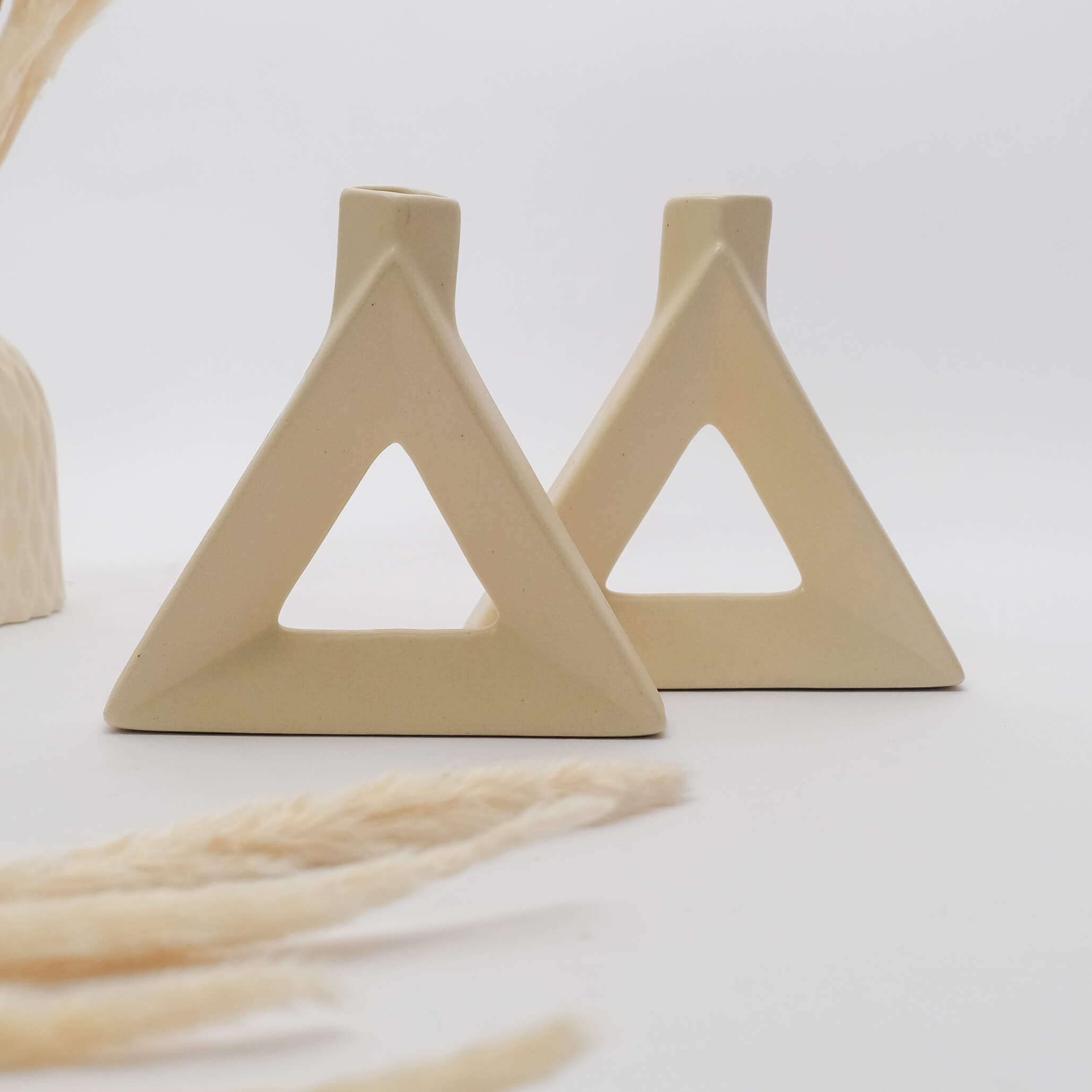 TriEdge White Ceramic Triangle Vase