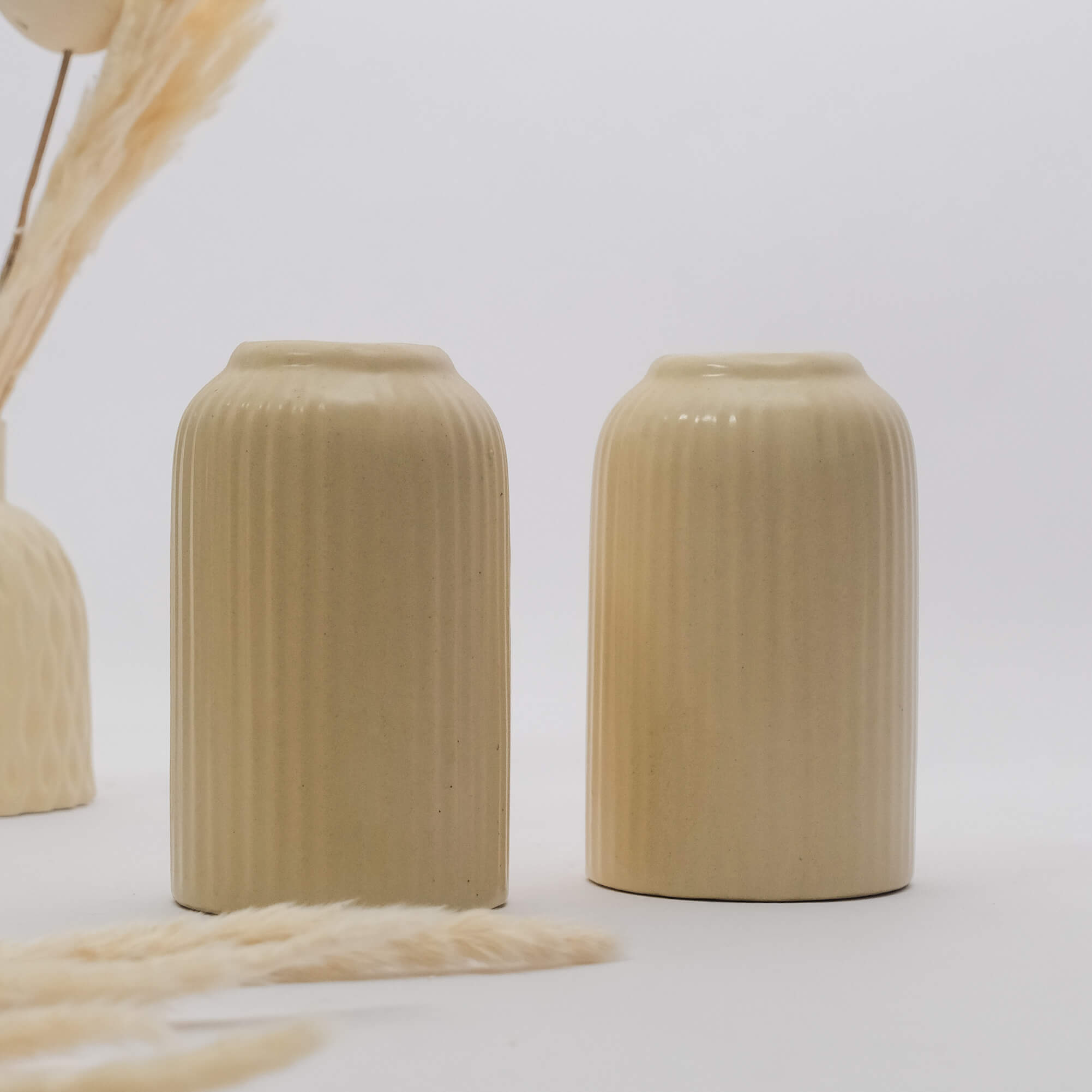 White Ribbed Vase