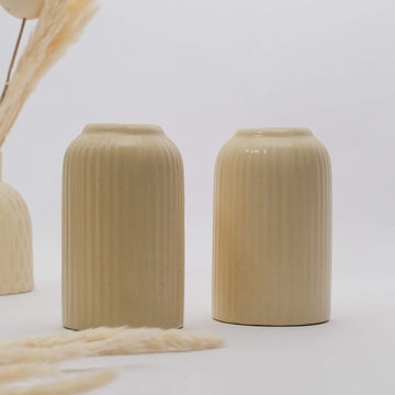 White Ribbed Vase