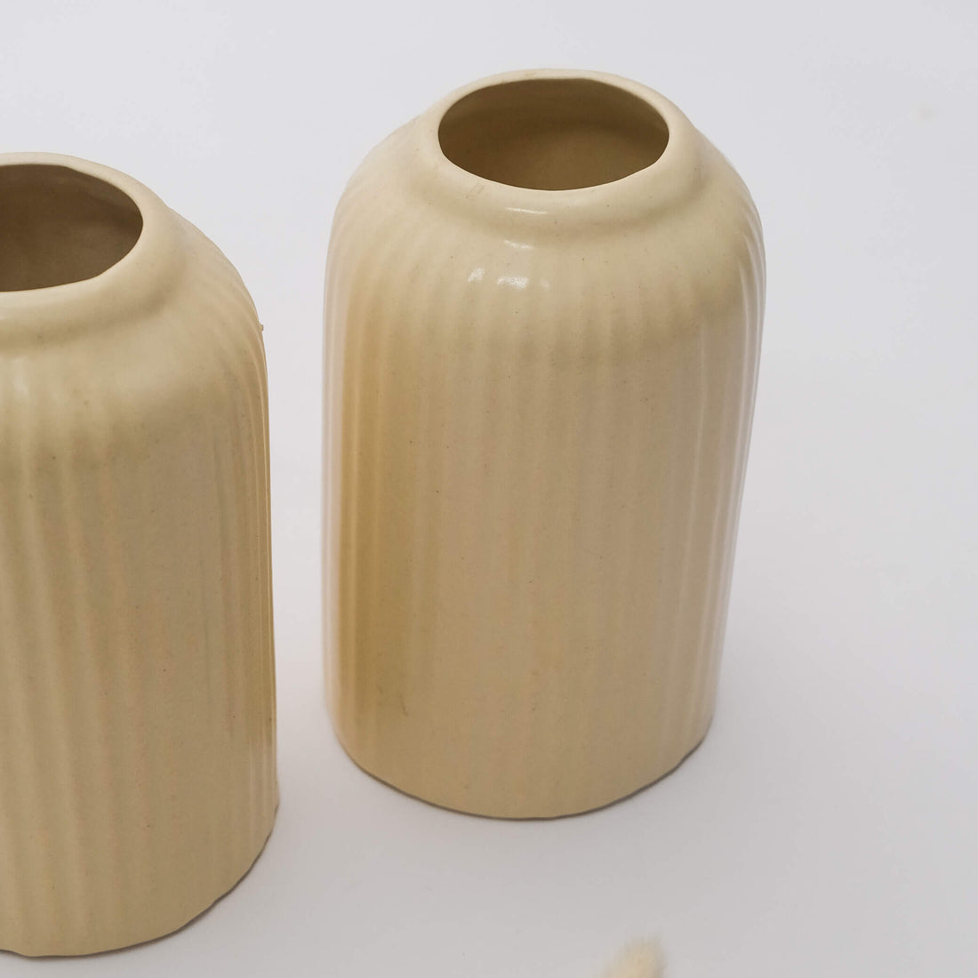 White Ribbed Vase