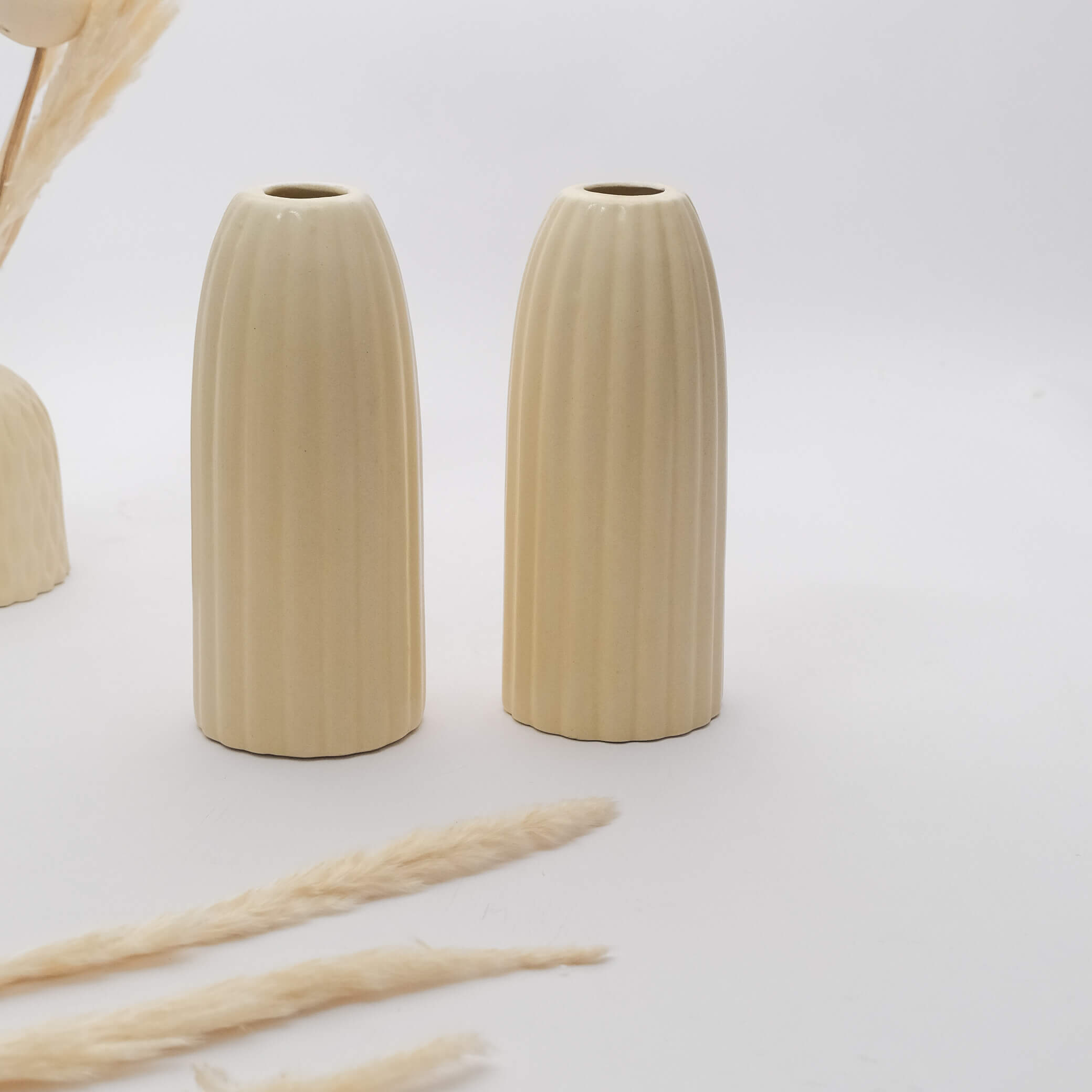 White Ribbed Vase