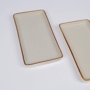 White Speckled Gold Rim Platter