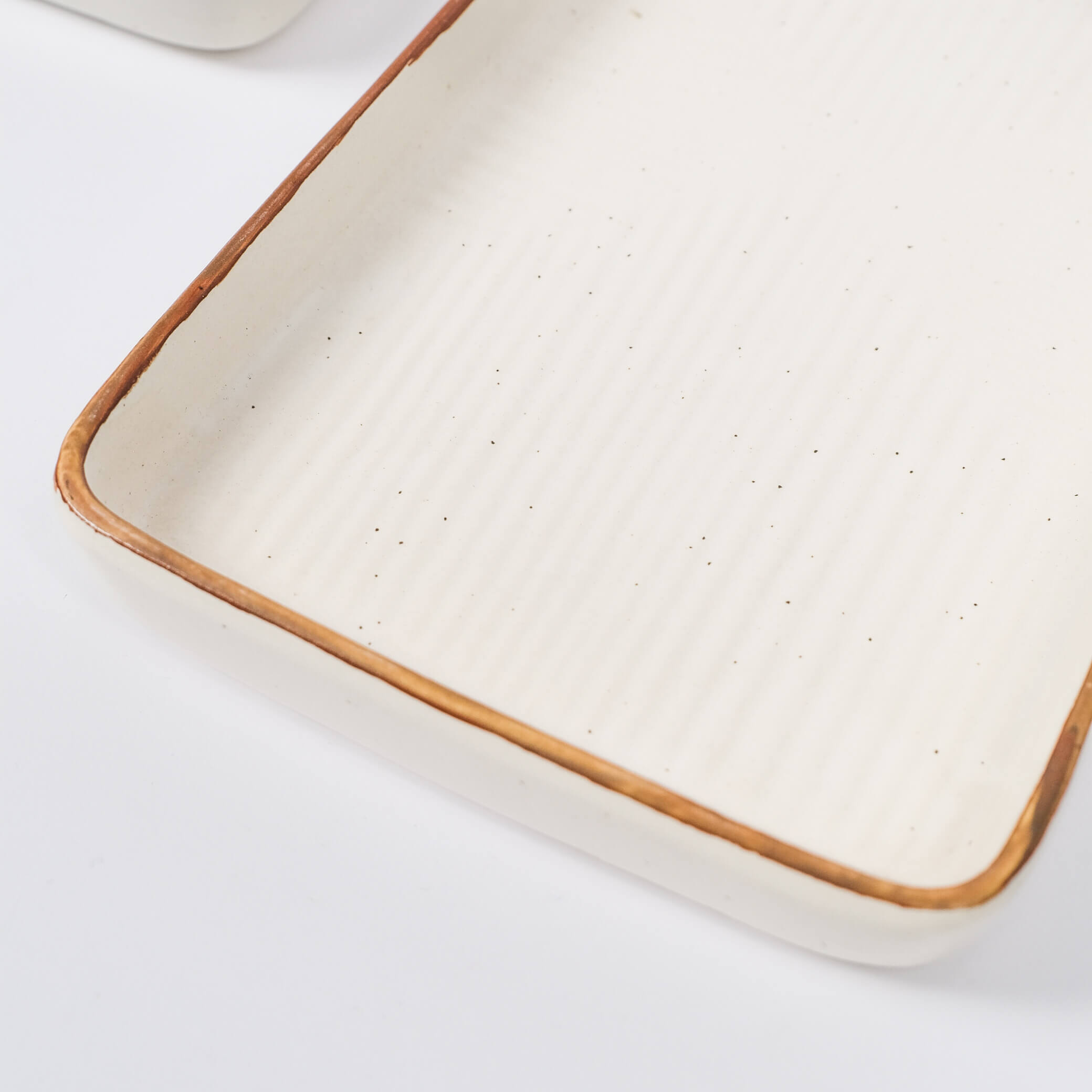 White Speckled Gold Rim Platter